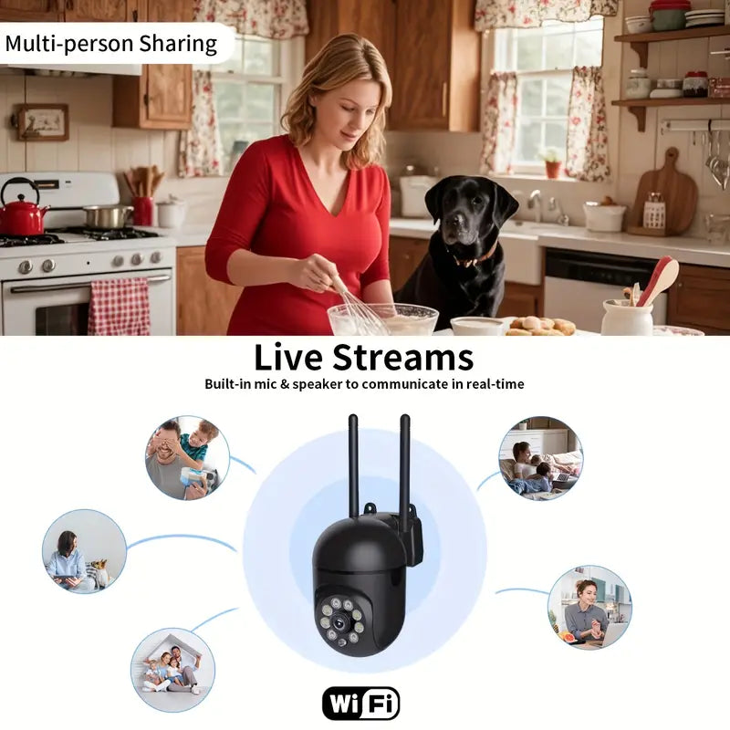 4 units of 360° pan-tilt wireless cameras with 1080P full HD | USB power supply design for easy installation