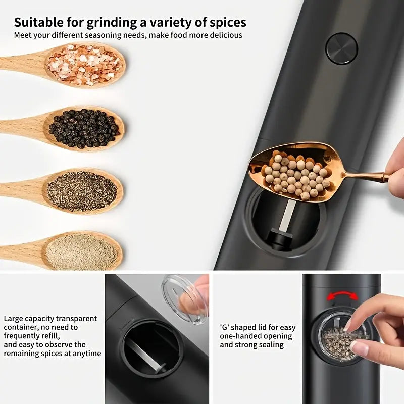 Intelligent Electric Grinder - 1pc/2pcs Automatic Salt and Pepper Grinder