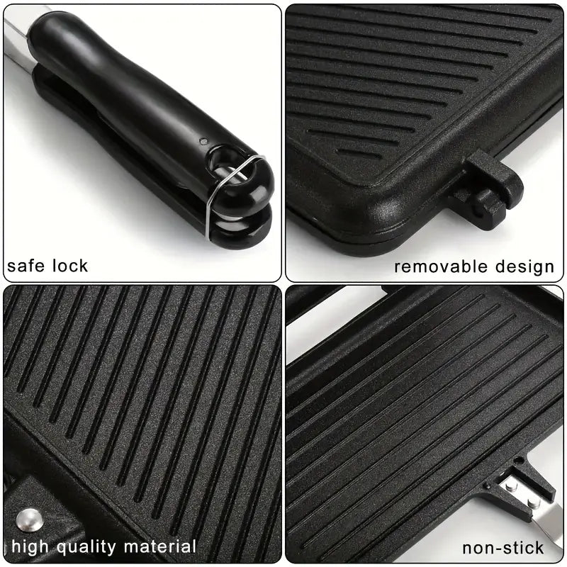 1pc Non-stick Double-sided Frying Pan Sandwich with Handle